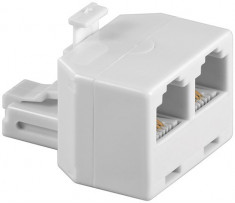 Adaptor modular 6P4C RJ11 tata &amp;gt; 2 x RJ11 mama alb; Cod EAN: 4040849930508 foto