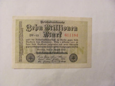 CY 10000000 / 10 milioane marci mark 22.08.1923 Reichsbanknote Germania unifata foto
