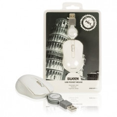Mouse optic mini Pisa pe USB cu cablu retractabil alb, Sweex ; Cod EAN: 8717534021211 foto