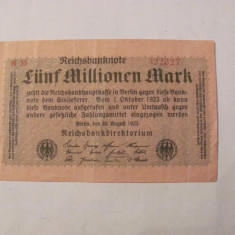 CY - 5000000 / 5 milioane marci mark 20.08.1923 Reichsbanknote Germania unifata