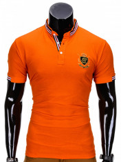 Tricou barbati, stil tunica, portocaliu simplu, slim fit, casual - S849 foto