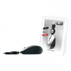 Mouse optic mini pe USB cu cablu retractabil 1000DPI argintiu Sweex ; Cod EAN: 8717534018099 foto