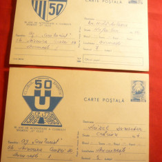 2 Carti Postale ilustrate - 50 Ani Clubul U Cluj - cu Antet Comturist ,cod 308