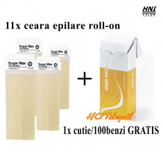 11x Ceara epilare roll-on zahar + o cutie/100buc benzi epilare GRATIS foto