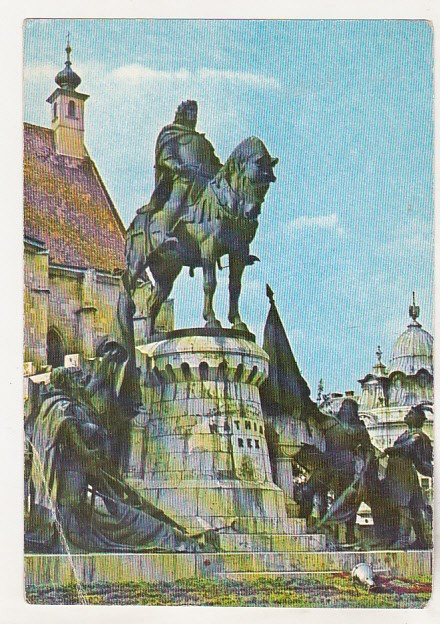 bnk cp Cluj Napoca - Statuia lui Matei Corvin - necirculata - marca fixa