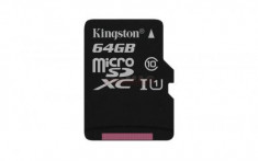 Card de memorie Kingston microSDXC, 64GB, 45 MB/s Citire, 10 MB/s Scriere, Clasa 10 foto