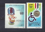 EGIPT, MEXIC &ndash; ANUL INTERNATIONAL PERSOANE CU DIZABILITATI, serii MNH, MT16, Nestampilat