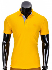 Tricou barbati polo, galben simplu, slim fit, casual - S837 foto