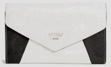 Guess Gia Envelope Clutch Portofel Dama Original Nou - Alb, Negru, Gri Metalizat - Piele Ecologica, 19x11x3 cm
