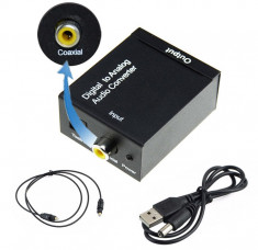 Convertor semnal audio digital coaxial / toslink la semnal analog RCA L / R foto