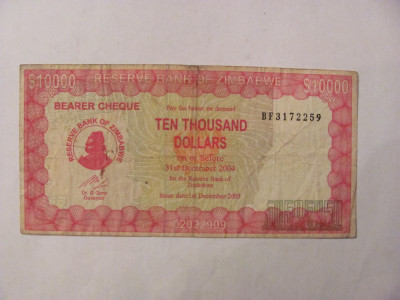 CY - 10000 dollars dolari 2003 Zimbabwe foto