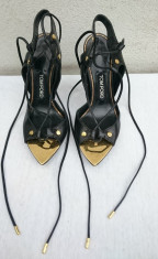 Pantofi dama de vara sandale piele siret toc elegante Tom Ford Italia foto