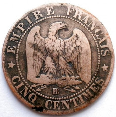 FRANTA , NAPOLEON III , 5 CENTIMES 1862 BB=Strasbourg foto