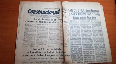 ziarul constructorul 29 octombrie 1960-congresul sindicatelor din RPR foto