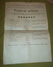 afis festival artistic program 1943 Cernauti Bucovina foto