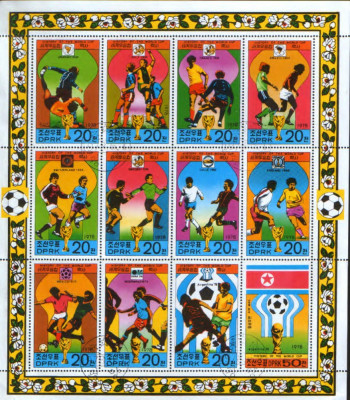 Korea de Nord - Bloc stampilat 1978 - Fotbal - Istoria Cupei Mondiale foto