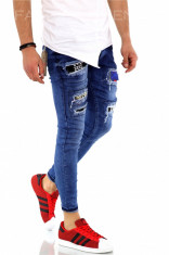 Blugi slim fit - barbati conici skinny casual - COLECTIE NOUA - A1352 D4-4 foto