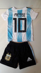 Echipament fotbal pentru copii Argentina Messi marimi mici 1-3 ani foto