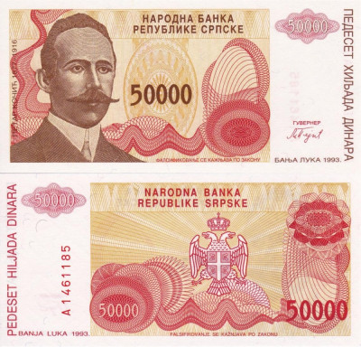 BOSNIA-HERTEGOVINA 50.000 dinara 1993 BANJA LUKA UNC!!! foto