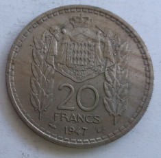 (383) Moneda Monaco 20 francs 1947 foto