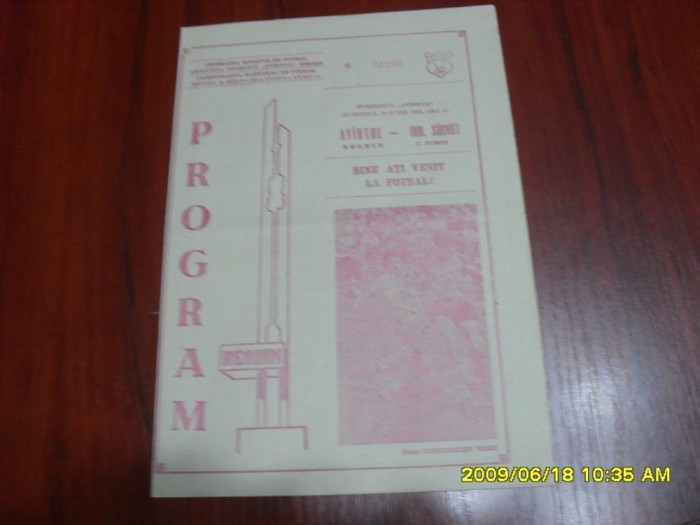 Program Avintul Reghin - Ind. S.C. Turzii