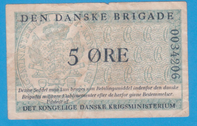 Bancnota Danemarca - 5 Ore ND (1947-1958), militara, den Danske Brigade foto
