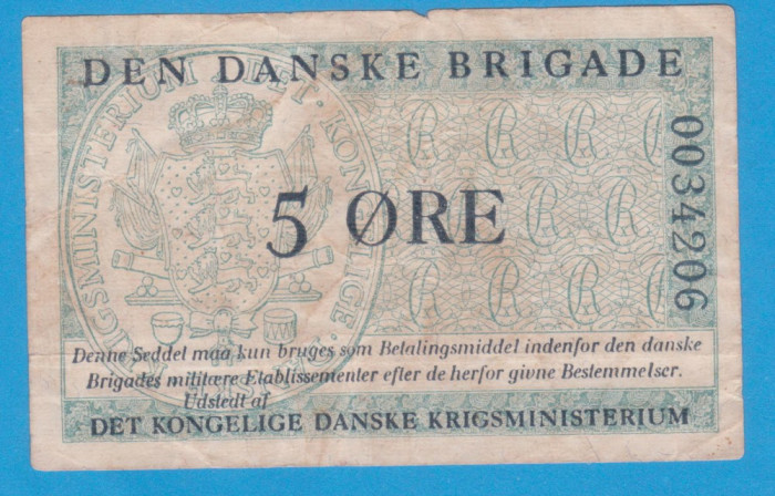 Bancnota Danemarca - 5 Ore ND (1947-1958), militara, den Danske Brigade