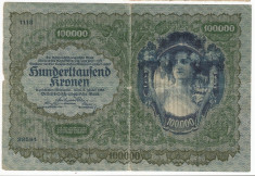 AUSTRIA 100000 KRONEN 1922 F foto