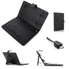 Husa Tableta 10 Inch Cu Tastatura Micro Usb Model X , Negru C100 foto