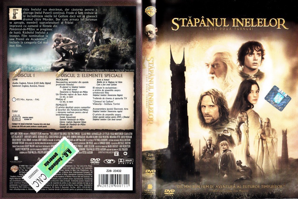 Stăpânul inelelor - Cele două turnuri, DVD, Romana, warner bros. pictures |  Okazii.ro