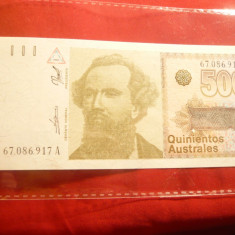 Bancnota 500 australes Argentina , cal. NC