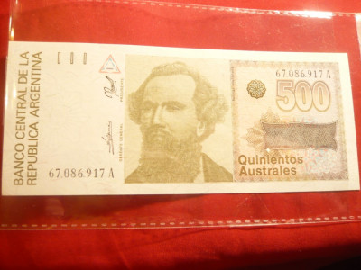 Bancnota 500 australes Argentina , cal. NC foto