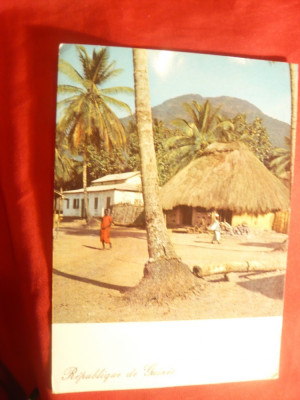 Ilustrata Republica Guineea ,circulat 1963 ,timbru 50 fr. cu pasare foto