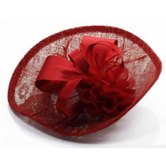 Red Mesh Hat Feather Fascinator - LSH00122 foto