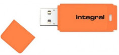 Stick USB Integral INFD64GBNEONOR, 64 GB, USB 2.0 (Portocaliu) foto
