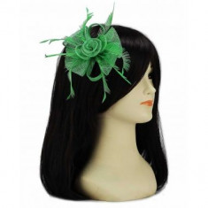 Green Feather and Mesh Flower Fascinator - LSH00130 foto