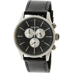 Ceas barbatesc Nixon Sentry Chrono Leather argintiu Japanese Quartz A405000 foto