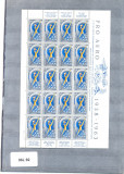ELVETIA 1963 =PRO AERO 1960,Coala de 20 timbre nestampilata in stare excelenta, Nestampilat