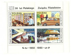 Polonia 1980 - ziua marcii postale, bloc neuzat foto