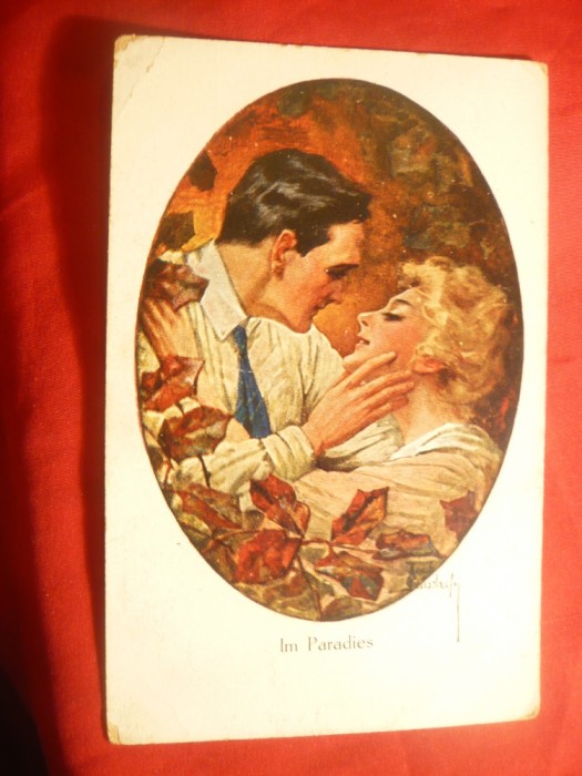 Ilustrata de Autor - In Paradis , semnata ,anii &#039;40 SUA