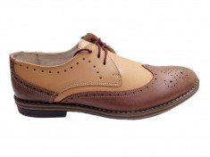 Pantofi barbati casual - eleganti din piele naturala - Oxford 411NISIP foto