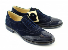 Pantofi barbati bleumarin casual &amp;amp;amp; eleganti din piele naturala (varf lacuit) foto