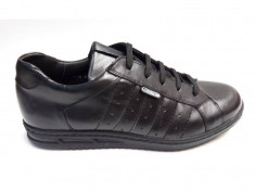 Pantofi barbati sport - casual din piele naturala cu siret - Model 348NEGRU foto