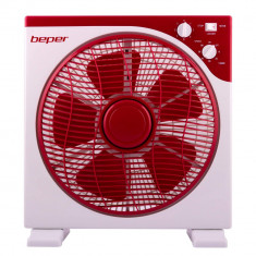 Ventilator de podea Beper, 30W, 3 trepte viteze, cu timer, ?32 cm, 5 palete, Rosu/Alb foto