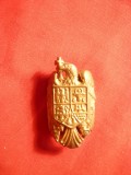 Insigna de sapca pt soldat , stema , tabla cupru , h= 3,8 cm