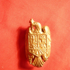 Insigna de sapca pt soldat , stema , tabla cupru , h= 3,8 cm