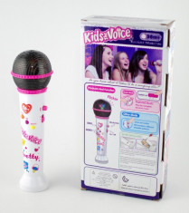 Microfon de jucarie pentru fetite cu muzica, lumini si proiectie de imagini foto