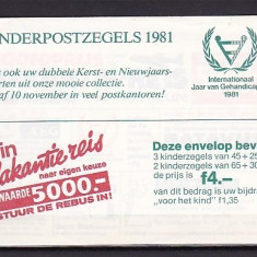 BELGIA 1981 - ANUL INTERNATIONAL PERSOANE CU DIZABILITATI. PLIC OCAZIONAL, FD22
