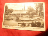 Ilustrata Buzias - O parte din Parc cu Salon Cura 1931, Circulata, Printata