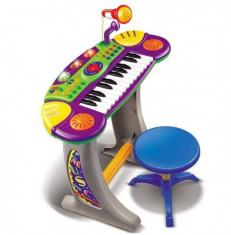 Orga de jucarie cu scaunel si microfon functional pentru copii foto